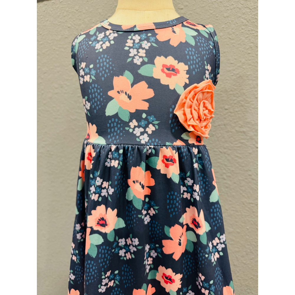 Wellington Designs Girls Navy & Pink Triple Ruffle Maxi Dress, Sz 0/3 - Picture 3 of 9